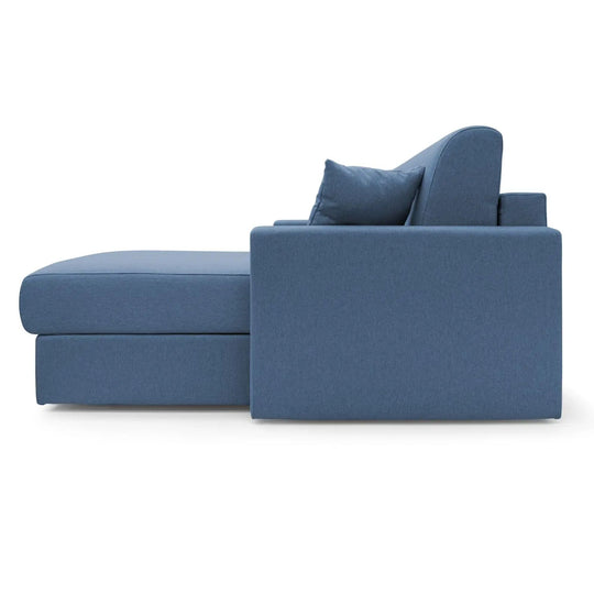 Canapé d'angle convertible réversible CAMIF Aubin grand 3 places en tissu déhoussable bleu
