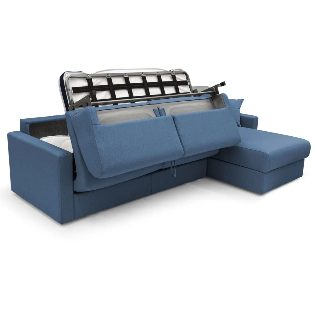 Canapé d'angle convertible réversible CAMIF Aubin grand 3 places en tissu déhoussable bleu