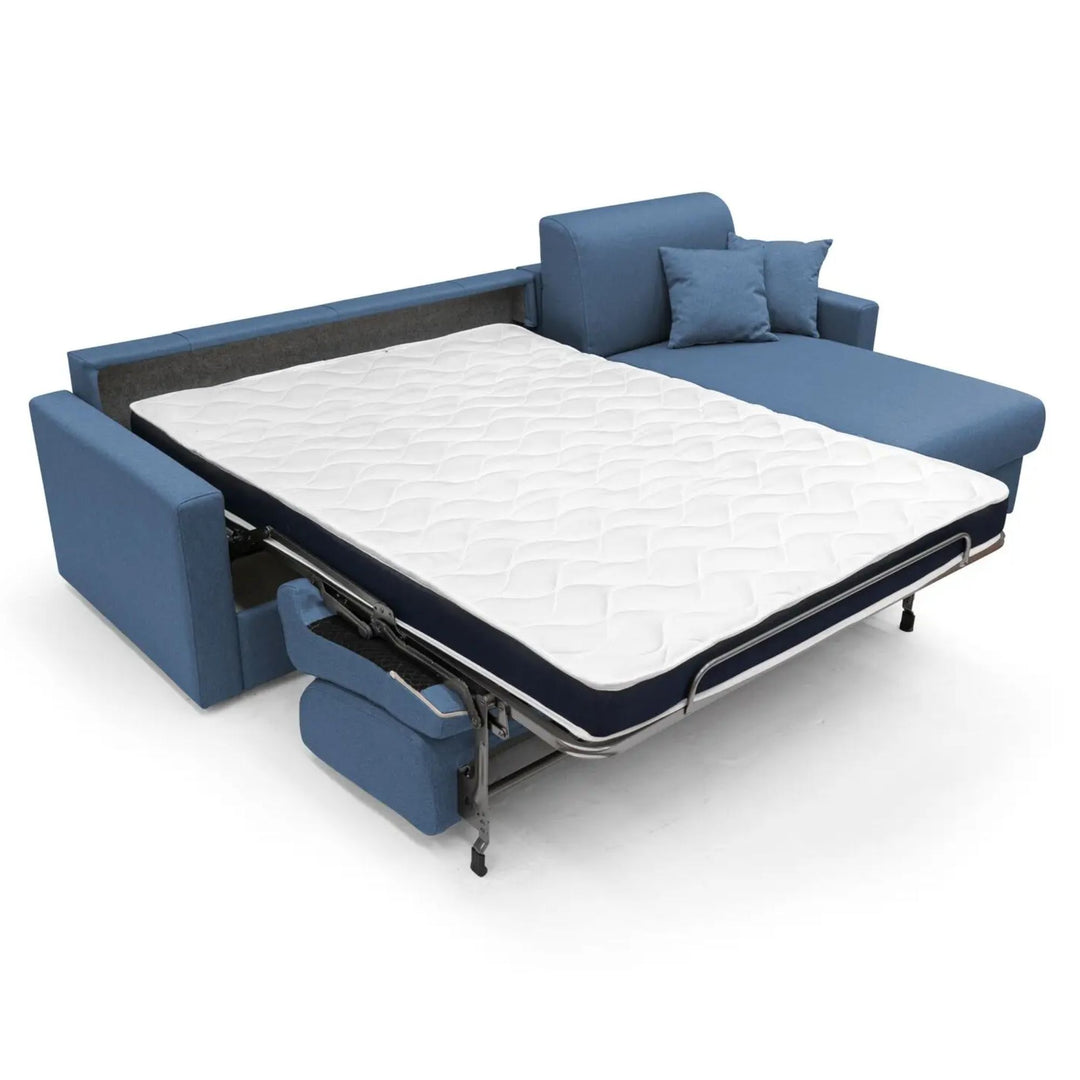 Canapé d'angle convertible réversible CAMIF Aubin grand 3 places en tissu déhoussable bleu