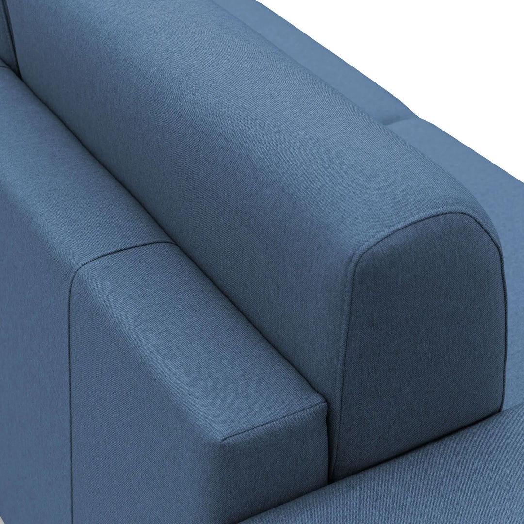 Canapé d'angle convertible réversible CAMIF Aubin grand 3 places en tissu déhoussable bleu