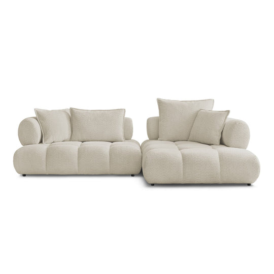 Canapé d'angle droit BOBOCHIC Alya 4 places en tissu bouclette beige