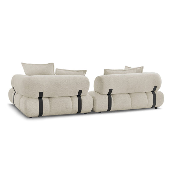 Canapé d'angle droit BOBOCHIC Alya 4 places en tissu bouclette beige