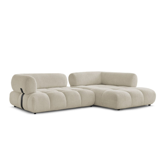 Canapé d'angle droit BOBOCHIC Alya 4 places en tissu bouclette beige