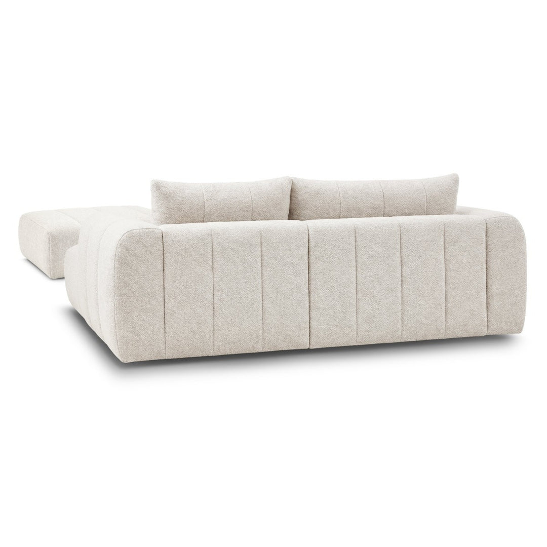 Canapé d'angle droit BOBOCHIC Nesty 3 places en tissu chiné beige avec pouf