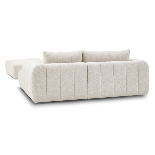 Canapé d'angle droit BOBOCHIC Nesty 3 places en tissu chiné beige avec pouf