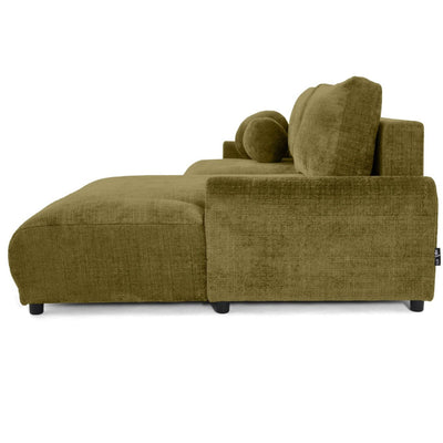 Canapé d'angle droit convertible BEST MOBILIER Nelly 4 places avec coffre en velours texturé Vert olive