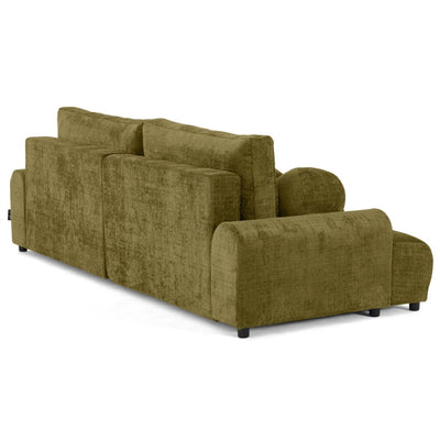 Canapé d'angle droit convertible BEST MOBILIER Nelly 4 places avec coffre en velours texturé Vert olive
