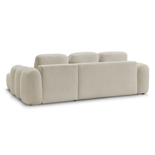 Canapé d'angle gauche convertible BOBOCHIC Montaigne 4 places en tissu bouclette beige
