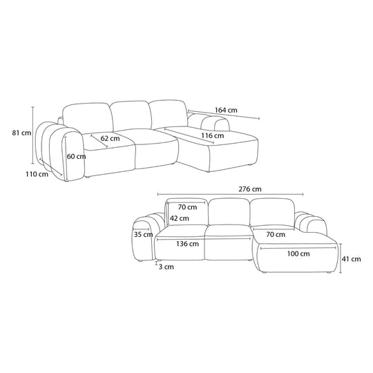 Canapé d'angle gauche convertible BOBOCHIC Montaigne 4 places en tissu bouclette beige