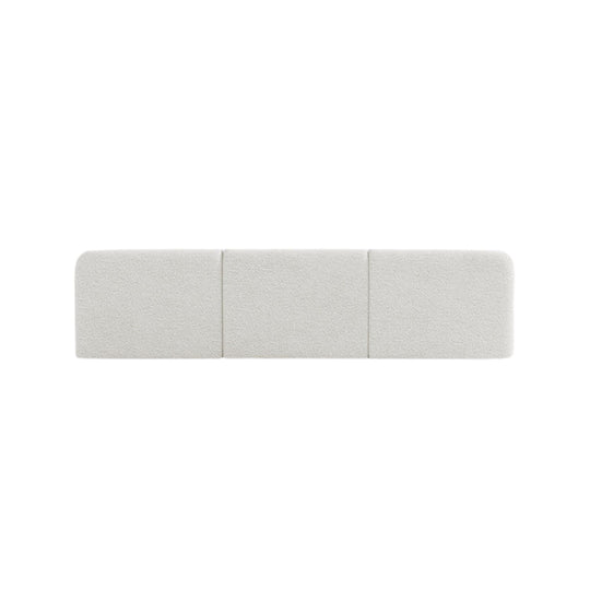 Canapé d'angle droit MICADONI Miley 4 places en tissu bouclé blanc