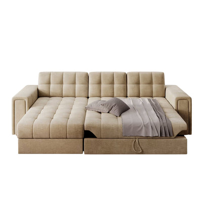 Canapé d'angle gauche Blenvi 3 places en tissu Beige