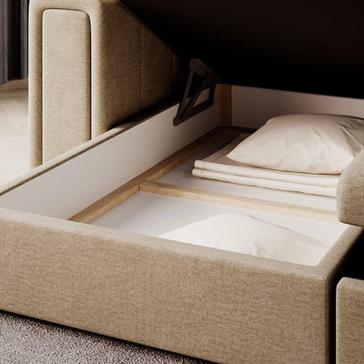 Canapé d'angle gauche Blenvi 3 places en tissu Beige