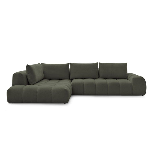 Canapé d'angle gauche BOBOCHIC Everest 4 places en tissu chiné vert