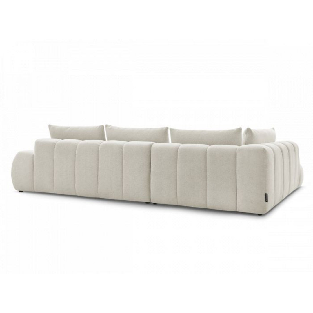 Canapé d'angle gauche BOBOCHIC Everest en tissu chiné blanc