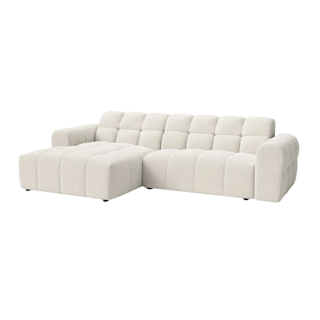 Canapé d'angle gauche CASANOVA Alexia 4 places en tissu bouclette beige