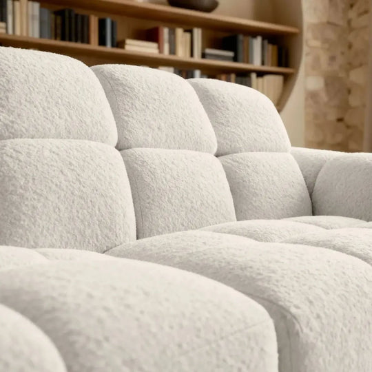 Canapé d'angle gauche CASANOVA Alexia 4 places en tissu bouclette beige