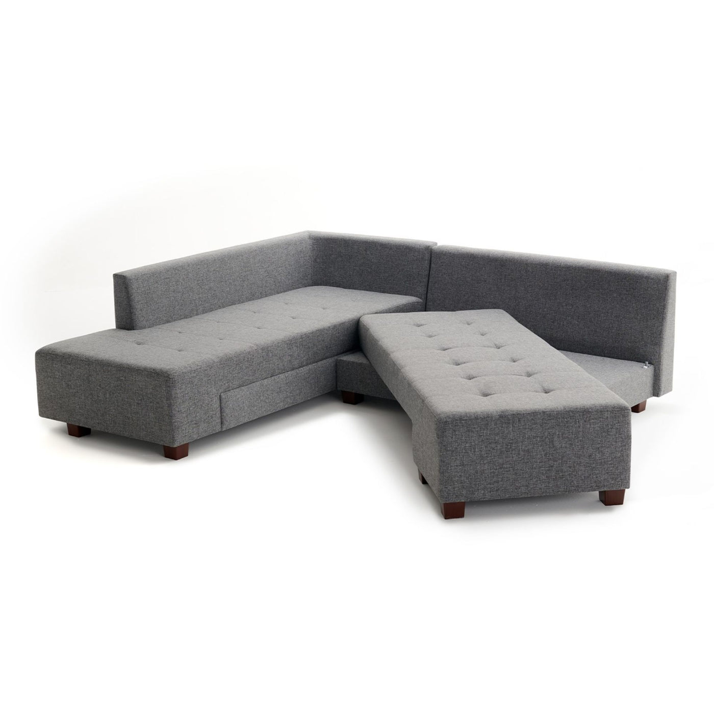Canapé d'angle gauche convertible LES TENDANCES Divona 5 places en tissu Gris