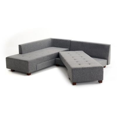 Canapé d'angle gauche convertible LES TENDANCES Divona 5 places en tissu Gris