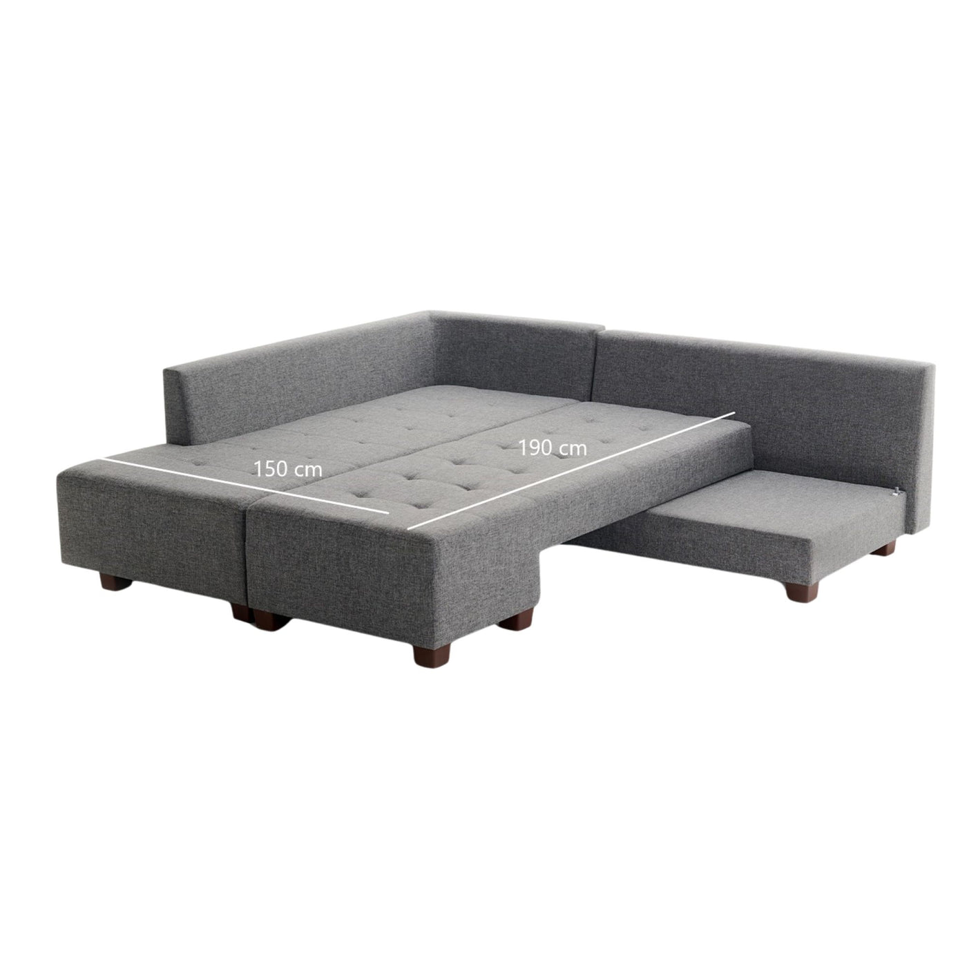 Canapé d'angle gauche convertible LES TENDANCES Divona 5 places en tissu Gris