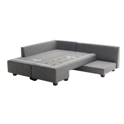 Canapé d'angle gauche convertible LES TENDANCES Divona 5 places en tissu Gris