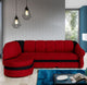 Canapé d'angle gauche convertible LES TENDANCES Sundy 4 places en tissu rouge et noir