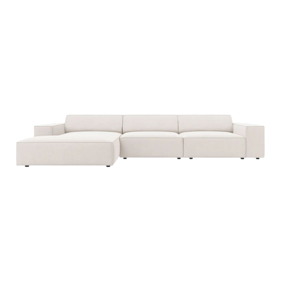 Canapé d'angle gauche MICADONI Jodie 4 places en tissu beige