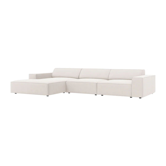 Canapé d'angle gauche MICADONI Jodie 4 places en tissu beige