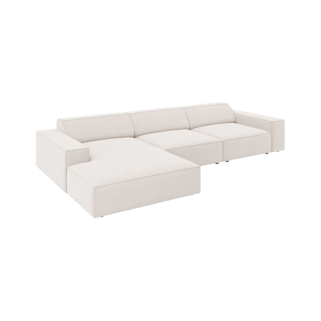 Canapé d'angle gauche MICADONI Jodie 4 places en tissu beige