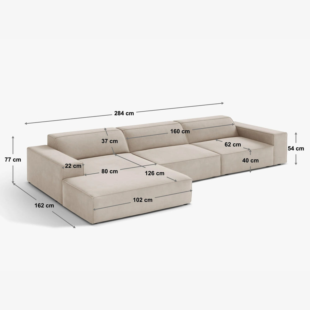 Canapé d'angle gauche MICADONI Jodie 4 places en tissu beige