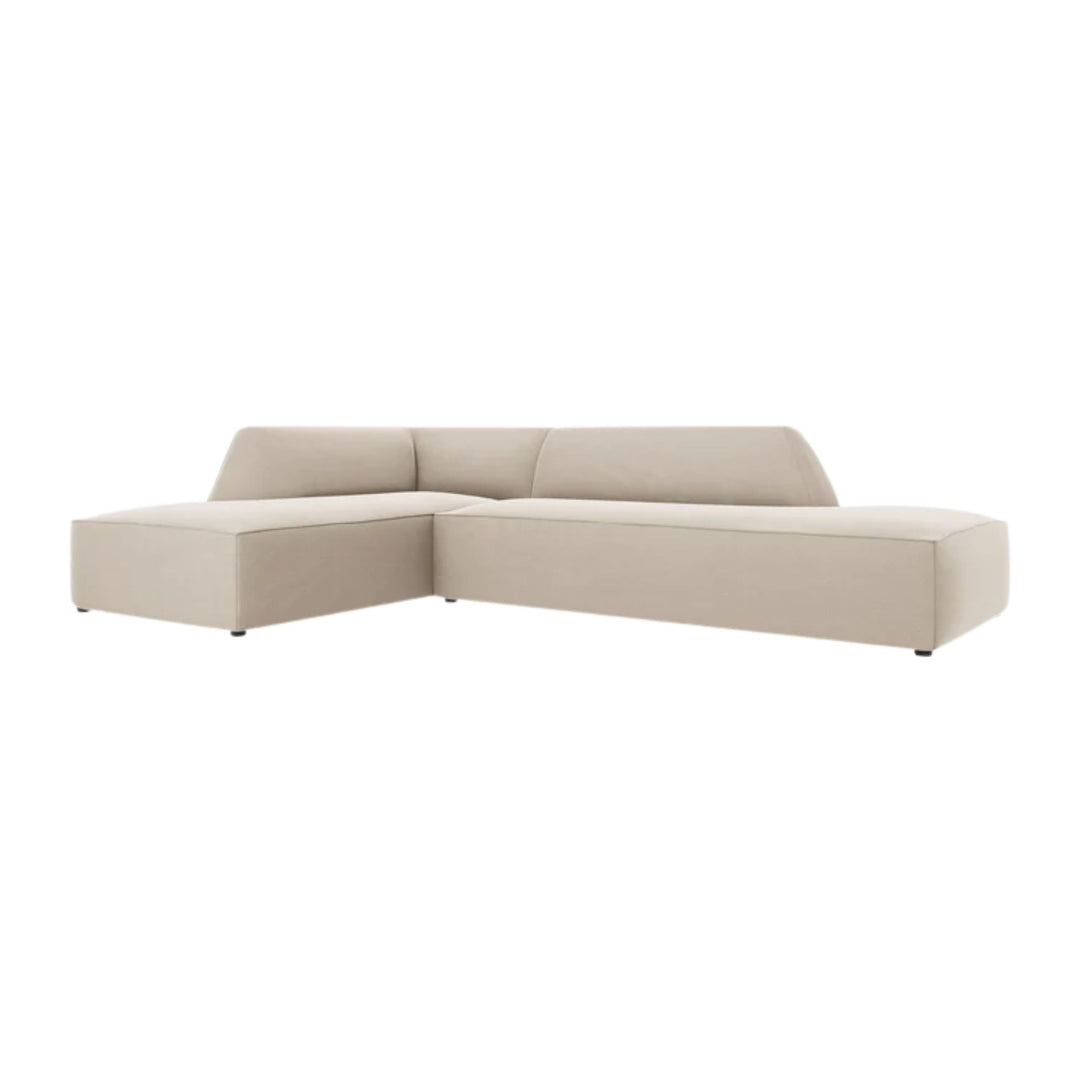 Canapé d'angle gauche MICADONI Ruby en velours beige
