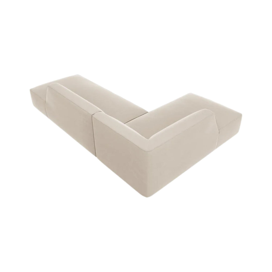 Canapé d'angle gauche MICADONI Ruby en velours beige