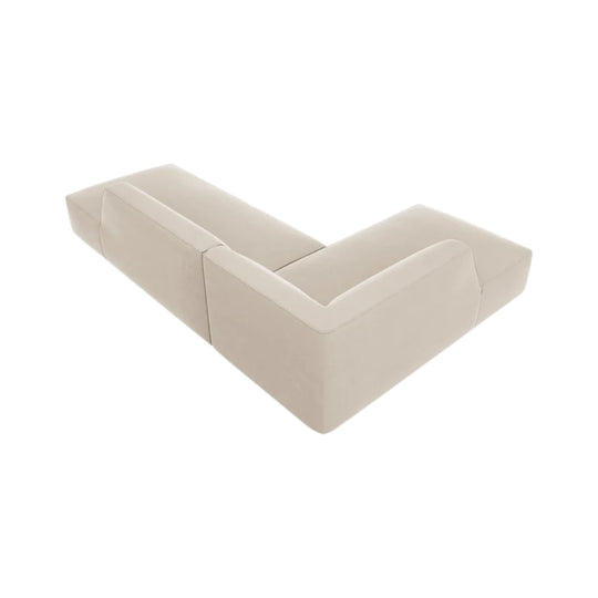 Canapé d'angle gauche MICADONI Ruby en velours beige