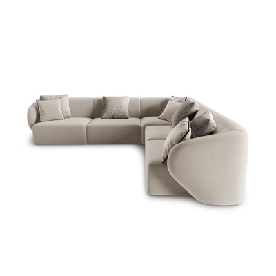 Canapé d'angle MAISON HERITAGE Chiara 6 places en velours Beige
