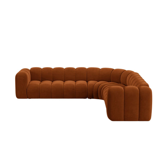 Canapé d'angle et fauteuil MICADONI Lupine 8 places en velours Terracotta