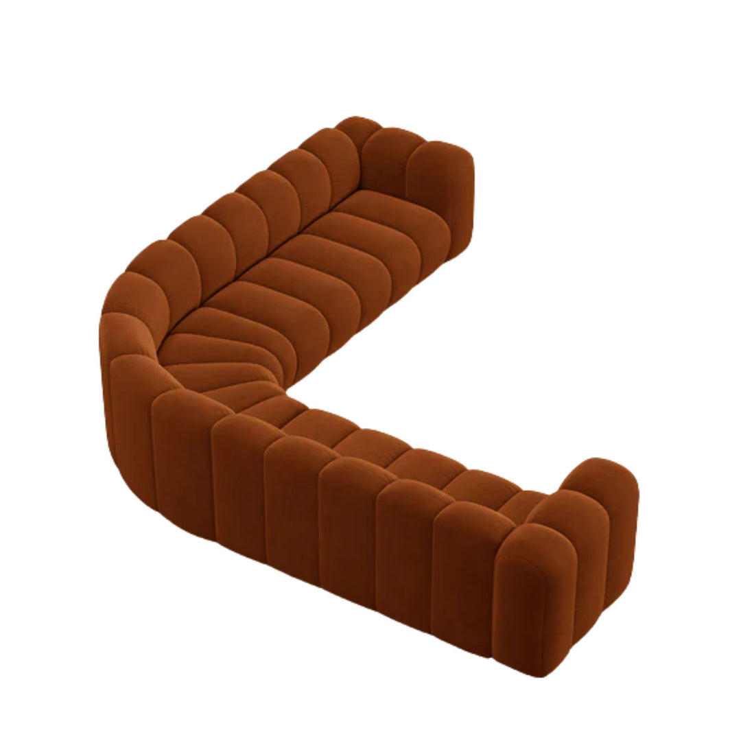 Canapé d'angle et fauteuil MICADONI Lupine 8 places en velours Terracotta