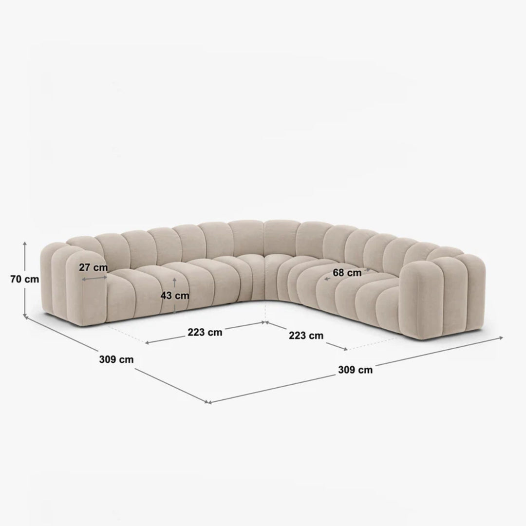Canapé d'angle et fauteuil MICADONI Lupine 8 places en velours Terracotta