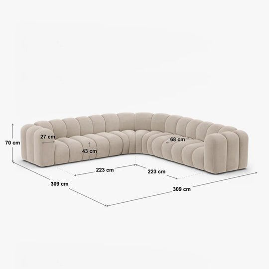 Canapé d'angle et fauteuil MICADONI Lupine 8 places en velours Terracotta