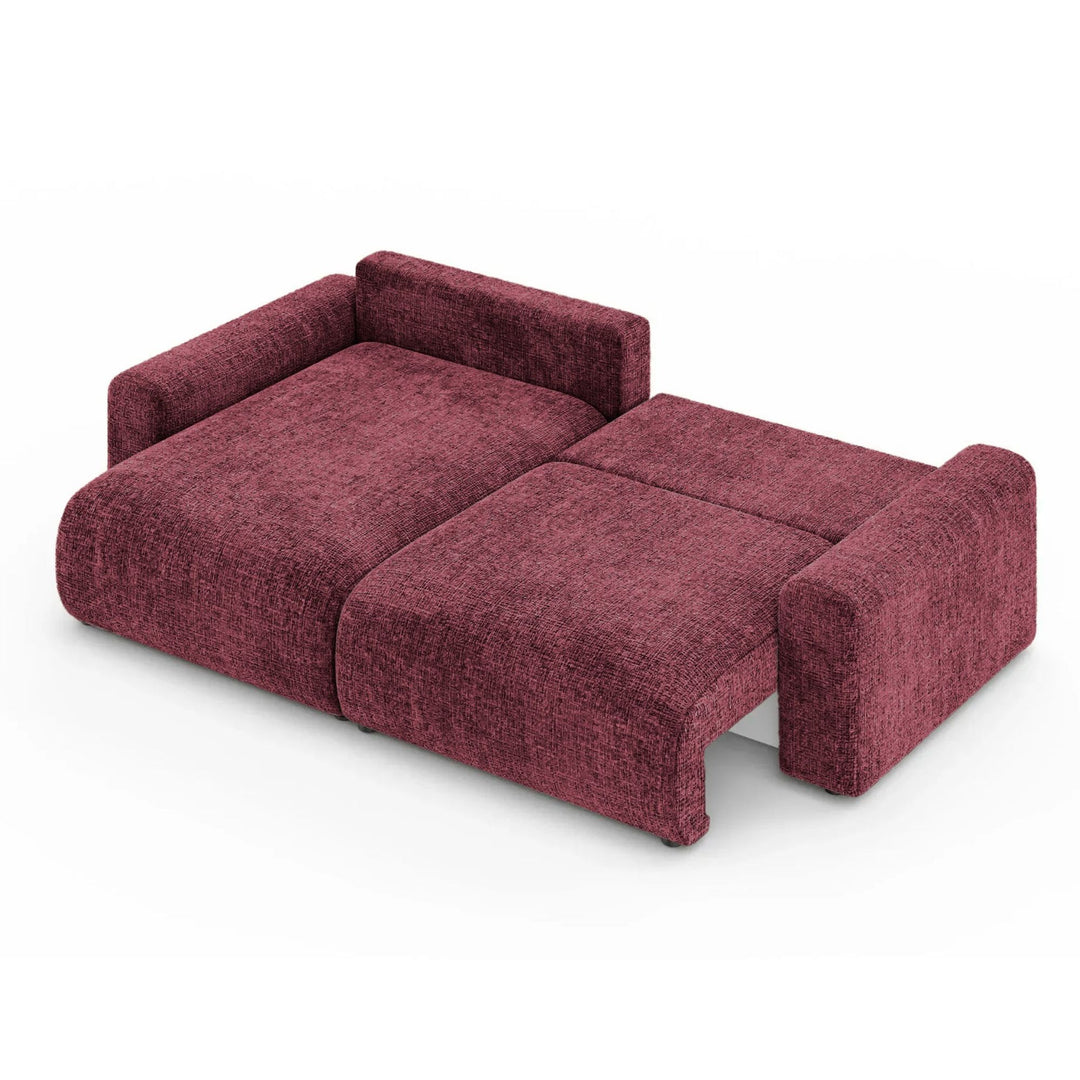 Canapé d'angle réversible CASANOVA Oli 4 places en tissu chenille bordeaux