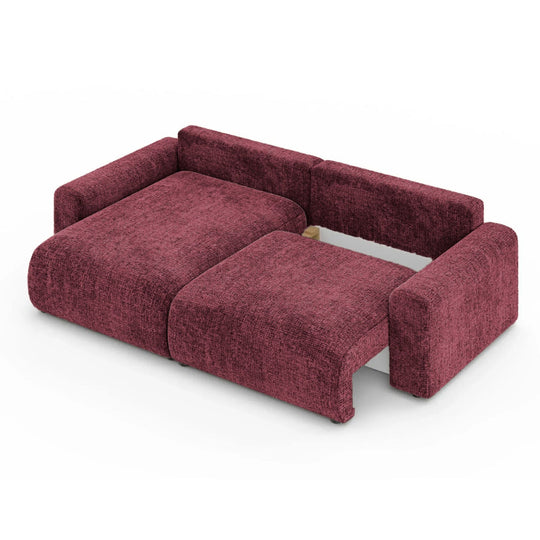 Canapé d'angle réversible CASANOVA Oli 4 places en tissu chenille bordeaux