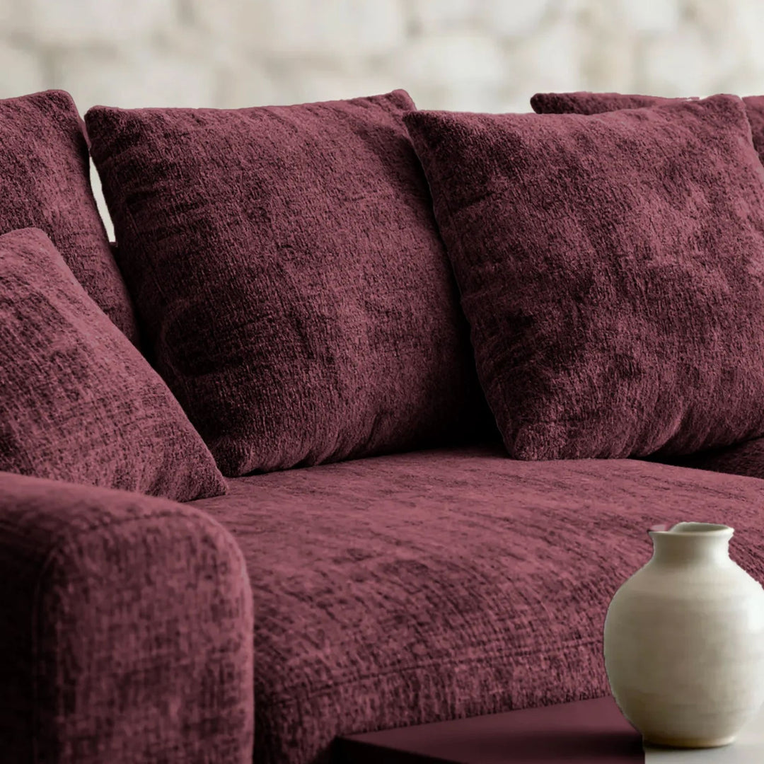 Canapé d'angle réversible CASANOVA Oli 4 places en tissu chenille bordeaux