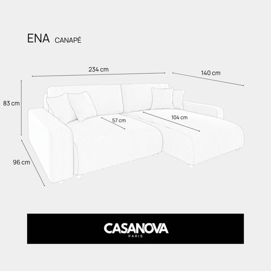 Canapé d'angle réversible convertible CASANOVA Ena en velours côtelé vert