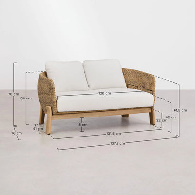 Canapé de jardin 2 places SKLUM Leilan en bois d'acacia et rotin synthétique