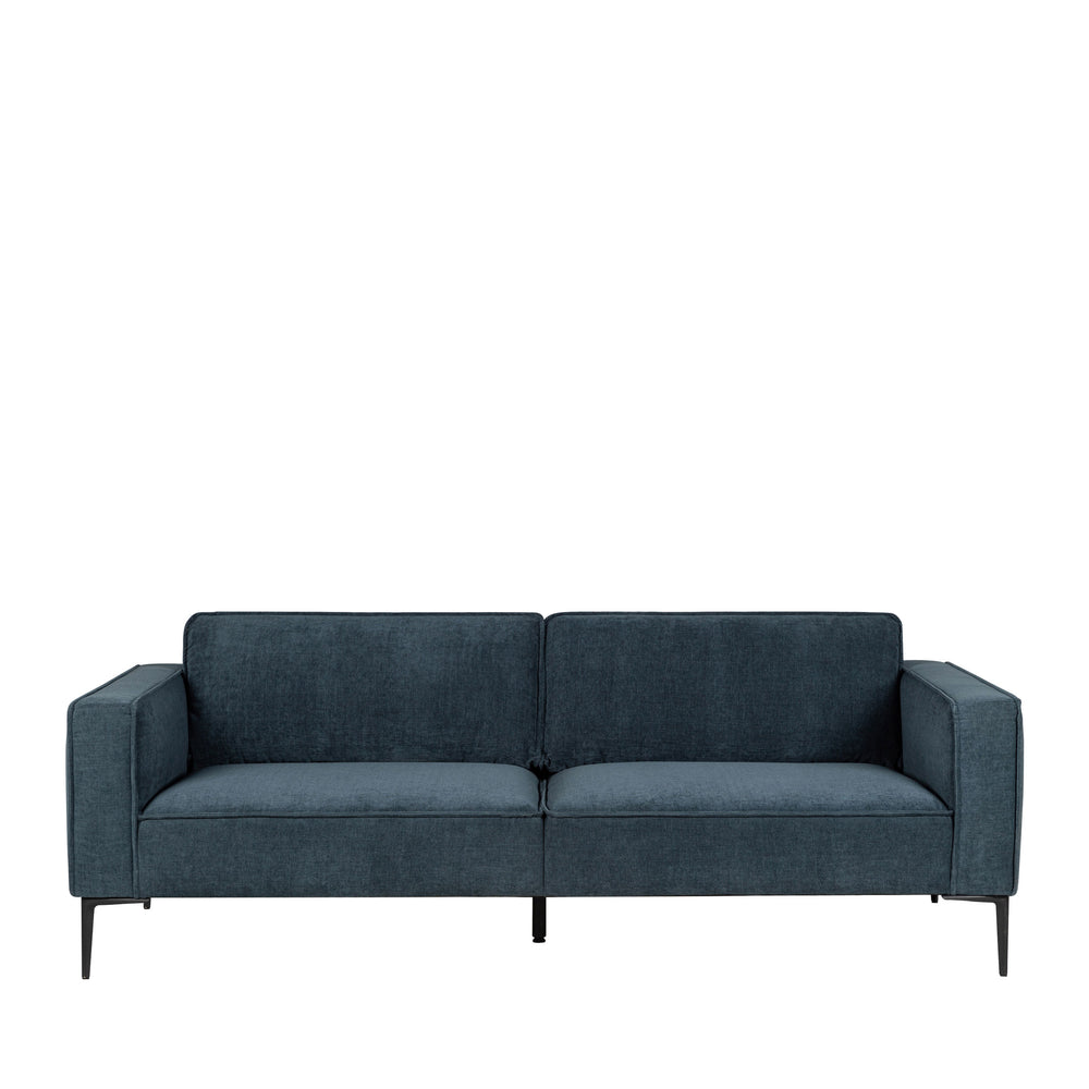 Canapé Drawer Montbello 3 places en tissu bleu foncé pieds en métal