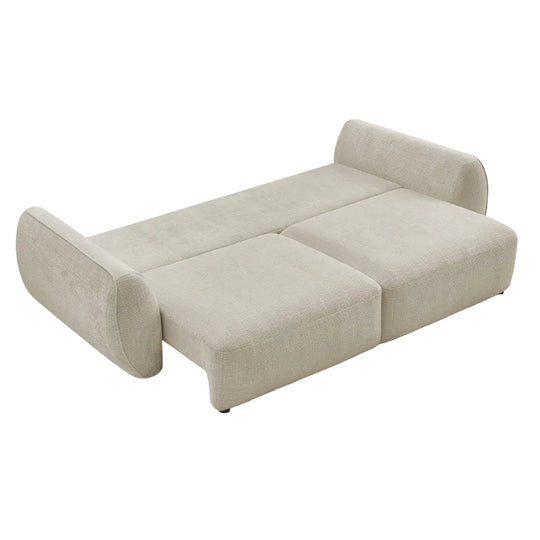 Canapé droit convertible BOBOCHIC Denise 3 places tissu texturé beige