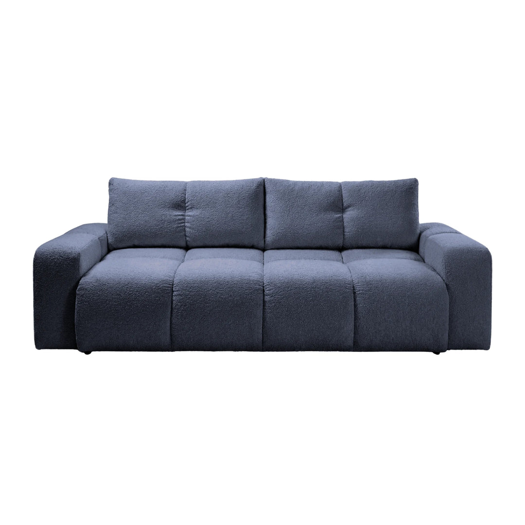 Canapé droit convertible CASANOVA Constance en tissu chenille bleu