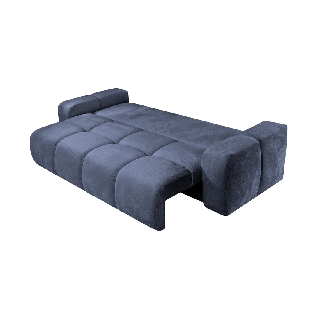 Canapé droit convertible CASANOVA Constance en tissu chenille bleu