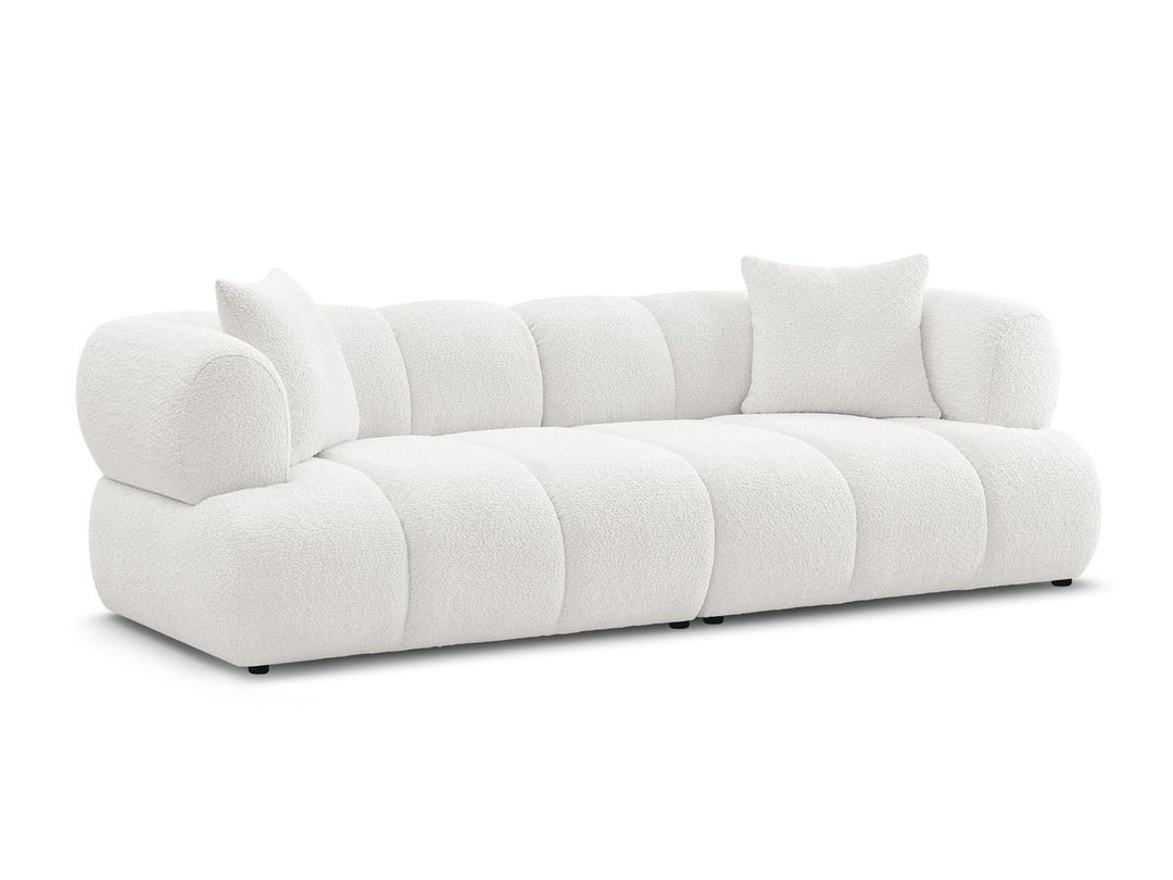 Canapé BOBOCHIC droit fixe 3 places PAMIRA tissu bouclette beige