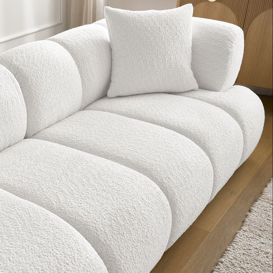 Canapé BOBOCHIC droit fixe 3 places PAMIRA tissu bouclette beige
