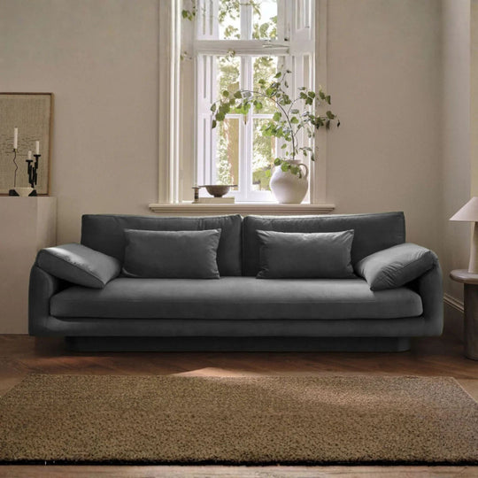 Canapé droit MICADONI Torino 4 places en tissu structurel gris foncé