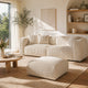Canapé et pouf MICADONI Martina 3 places en velours côtelé beige clair